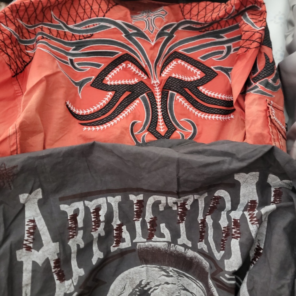 Affliction and roar button down dress shirts size 3xl.